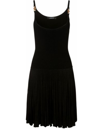 Плисирана от вискоза мини рокля Versace черно