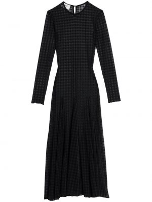 Καρό μίντι φόρεμα με διαφανεια Ami Paris μαύρο