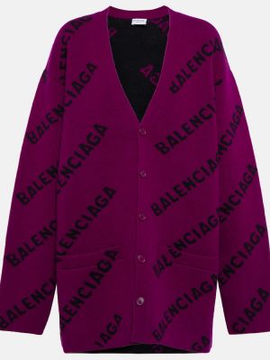 Cardigan en laine Balenciaga violet