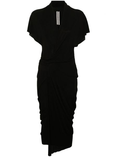 Jersey obleka z v-izrezom Rick Owens črna