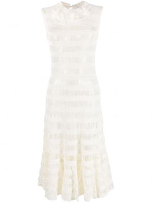 Прозрачна плетена коктейлна рокля Jil Sander бяло