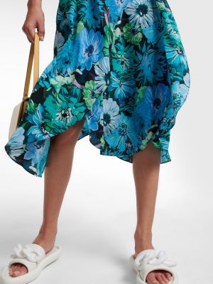 Květinové hedvábné midi sukně Stella Mccartney modré