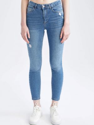 Obnosené priliehavé skinny fit džínsy Defacto modrá