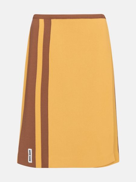 Midi φούστα με ψηλή μέση Miu Miu κίτρινο