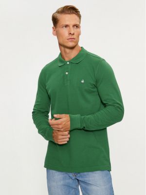 Тениска с копчета United Colors Of Benetton зелено