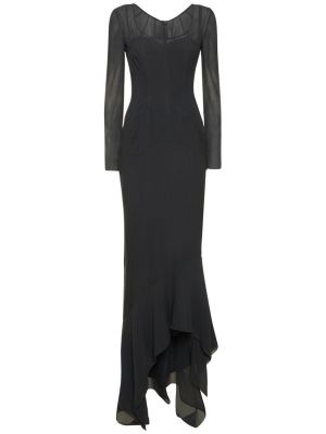 Копринена макси рокля от шифон Dolce & Gabbana черно