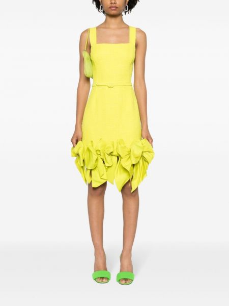 Oversized mini šaty s mašlí Oscar De La Renta žluté
