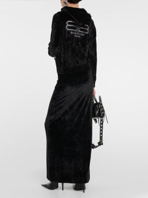 Velúr kapucnis melegítő felső Balenciaga fekete