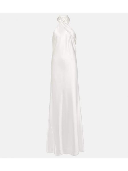 Saténové dlouhé šaty Galvan bílé