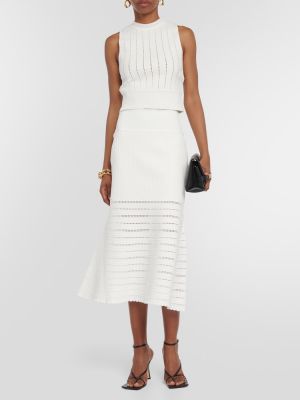 Midi φούστα με ψηλή μέση Victoria Beckham λευκό