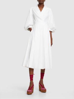 Vestido de algodón con estampado Emilia Wickstead blanco