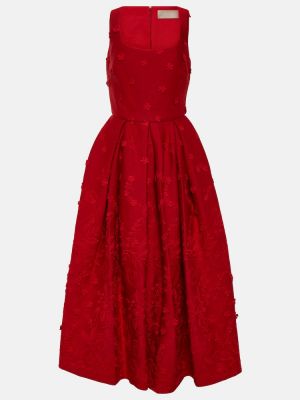 Midi šaty s výšivkou Elie Saab červené