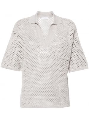 Medvilninis polo marškinėliai Brunello Cucinelli pilka