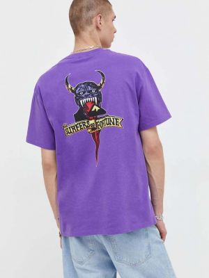 Bavlněné tričko s potiskem Quiksilver fialové
