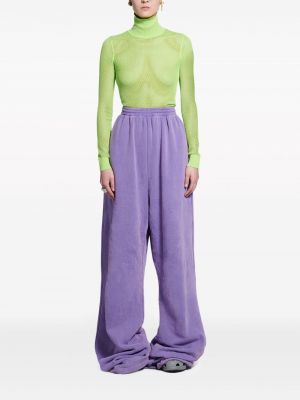 Oversized sametové sportovní kalhoty Balenciaga fialové