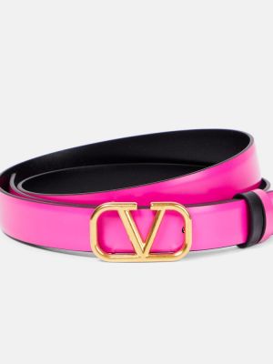 Oboustranný kožený pásek Valentino Garavani růžový