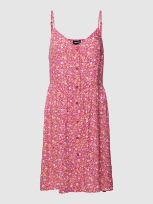 Sukienka mini w kwiatki Pieces różowa