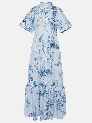 Pamučna maksi haljina s printom Erdem plava