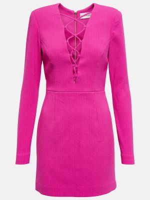 Čipkované šnurovacie mini šaty s mašľou Rebecca Vallance ružová