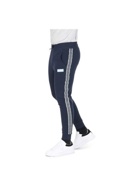 Pantalones de chándal de algodón Hugo Boss azul