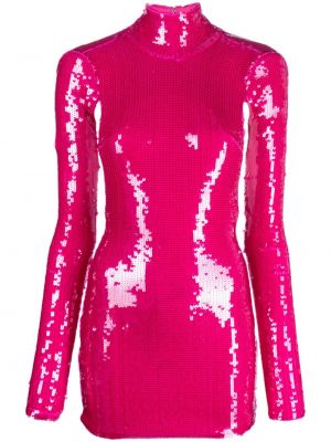 Koktejlové šaty s flitry Laquan Smith růžové