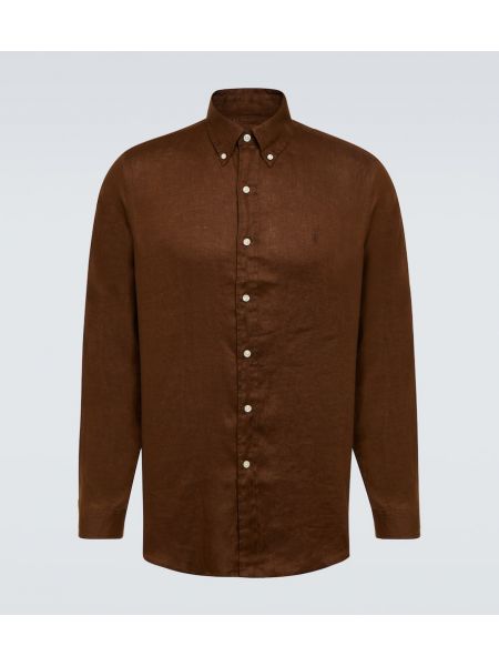 Camicia di lino Polo Ralph Lauren marrone