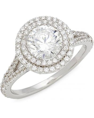 С ромбами с бриллиантом кольцо классическое Lafonn, серебряное