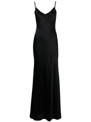 Hedvábné dlouhé šaty s výstřihem do v L'agence - černá