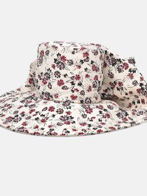 Bombažna kapa s cvetličnim vzorcem Miu Miu bela