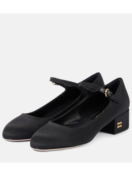 Кожени полуотворени обувки Miu Miu черно