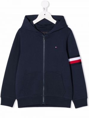 Zip brodert hettegenser for jenter Tommy Hilfiger Junior blå