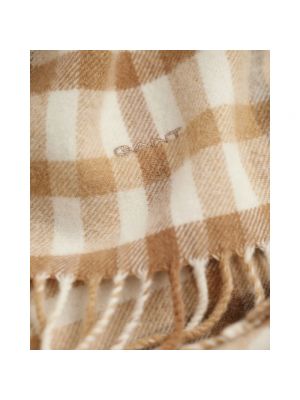 Bufanda con flecos de lana a cuadros Gant marrón
