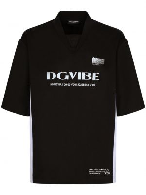 Tricou cu imagine cu decolteu în v Dolce & Gabbana Dg Vibe