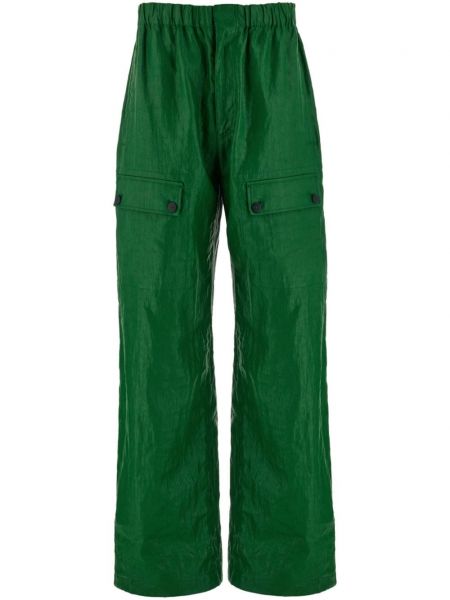 Lniane spodnie cargo relaxed fit Ferragamo zielone