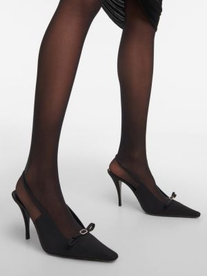 Сатенени полуотворени обувки с отворена пета Saint Laurent черно
