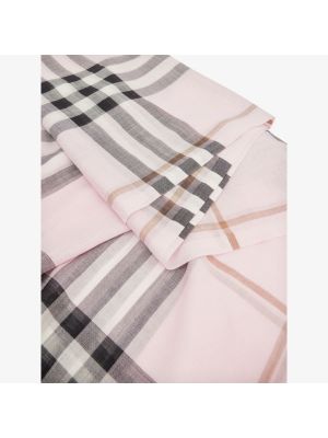 Шелковый шерстяной шарф с бахромой Burberry розовый