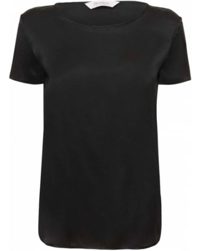 Hedvábné saténové tričko Max Mara černé
