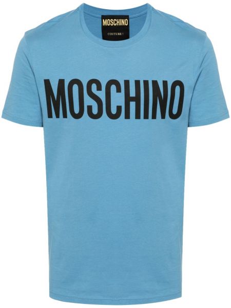 Baskılı pamuk tişört Moschino mavi