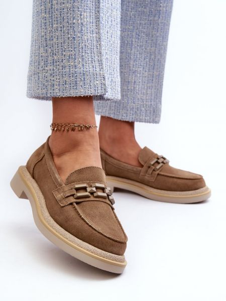 Ilma kontsaga kontsaga seemisnahksed loafer-kingad Kesi pruun