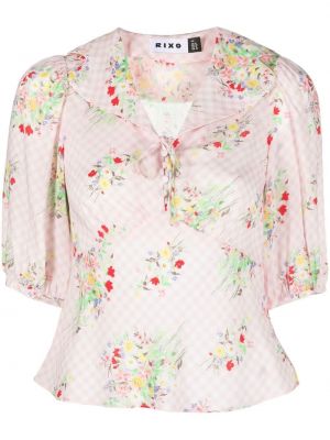 Φλοράλ μπλούζα με σχέδιο Rixo ροζ