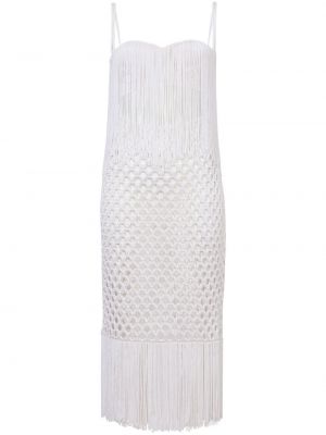 Lakované pletené šaty s třásněmi Proenza Schouler bílé