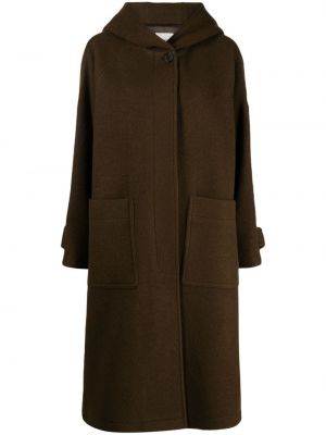 Vlněný kabát s kapucí Studio Tomboy hnědý