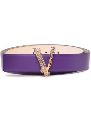 Cintura di pelle con cristalli Versace viola