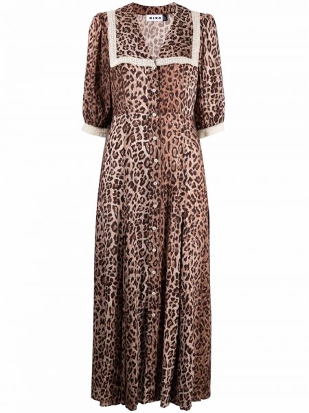 Vestido con estampado leopardo Rixo marrón