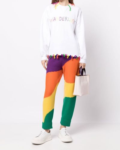 Pruhované kalhoty s potiskem Mira Mikati fialové