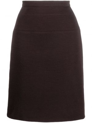 Vlněné sukně s vysokým pasem na zip Chanel Pre-owned - hnědá