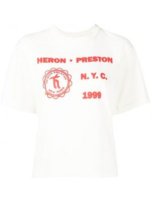 Tricou din bumbac cu imagine Heron Preston alb