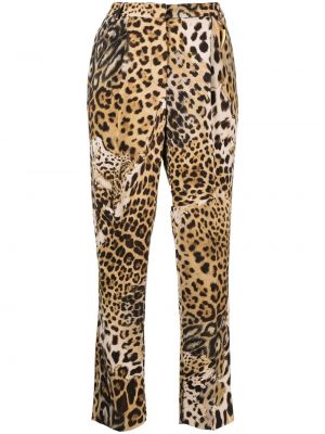 Pantalon à imprimé à imprimé léopard Roberto Cavalli beige