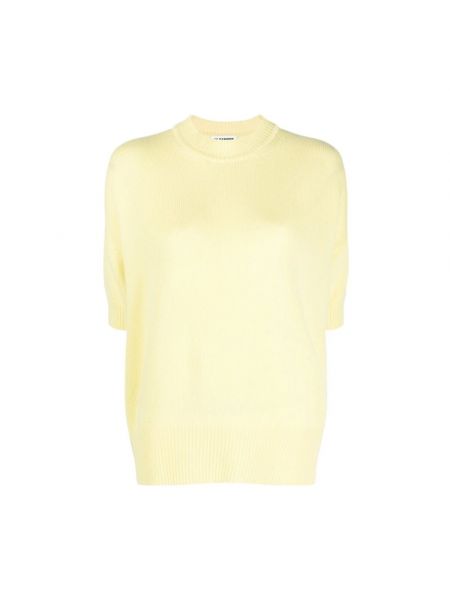 Sweter z kaszmiru z krótkim rękawem Jil Sander żółty