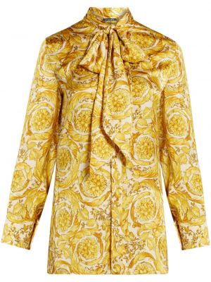 Hedvábná košile s potiskem Versace žlutá